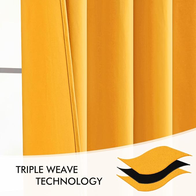 MIULEE Yellow Back Tab Blackout Curtains 72 Inches Long 2 Panels Set - Image 7
