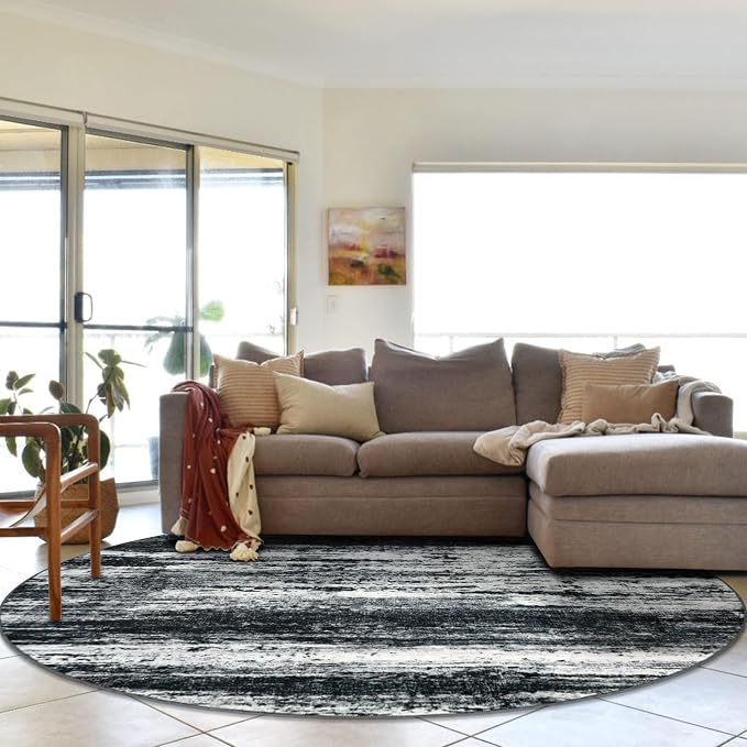 KOZYFLY Circle Rug 6Ft Modern Abstract Ombre Area Rug - Image 7