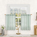 LAMIT Short Linen Window Curtains 30 Inches Long 2 Panels, Light Sage Semi by LAMIT