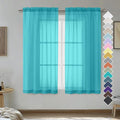 OVZME Turquoise Sheer Curtains 54 Inches Long 2 Panels by OVZME