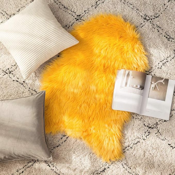 MIULEE Luxury Super Soft Fluffy Area Rug Faux Fur Sheepskin Rug Decorative - Image 7