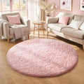 Ophanie Pink Round Rug for Bedroom Girls, Kids Fluffy Kawaii Fuzzy Shag Circle by Ophanie