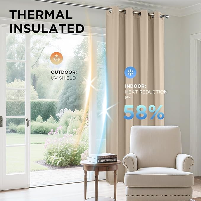 Joydeco Blackout Curtains 72 Inch Length 2 Panels Set, Thermal Insulated Long - Image 4