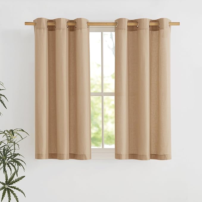 NICETOWN Camel Short Linen Curtains by NICETOWN