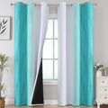 Estelar Textiler Teal and Greyish White Room Darkening Blackout Curtains 84 by ESTELARTEXTILER