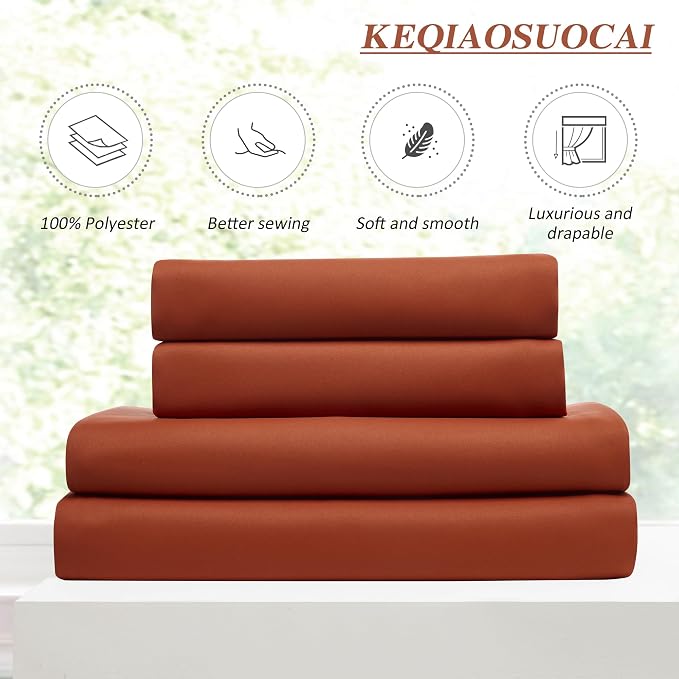 90 Inch Burnt Orange Pleated Curtains - Image 5