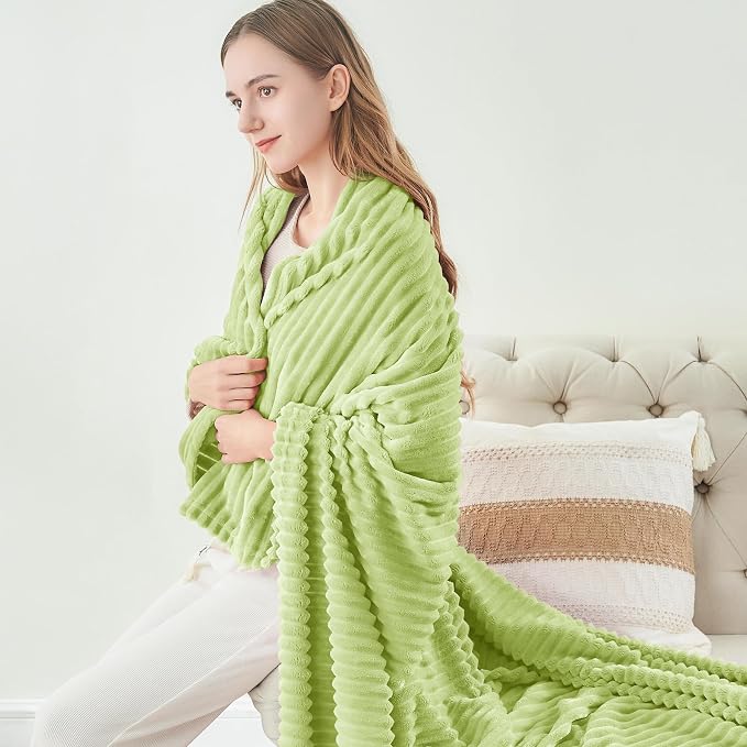 BEDELITE Fleece Throw Blanket for Couch – 3D Ribbed Jacquard Soft and Warm - Image 8