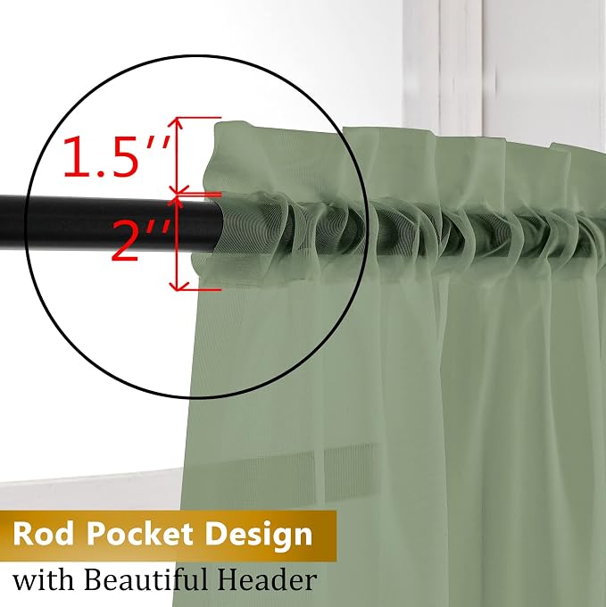 Aiyufeng Long Sheer Bedroom Curtains 2 Panel Sets 108" Inch Length - Image 5
