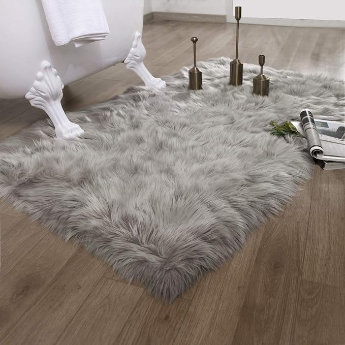 Ashler faux fur rug, Fluffy Shaggy Area Rug Ultra Soft 3 x 5 Feet Rectangle Fur - Image 4