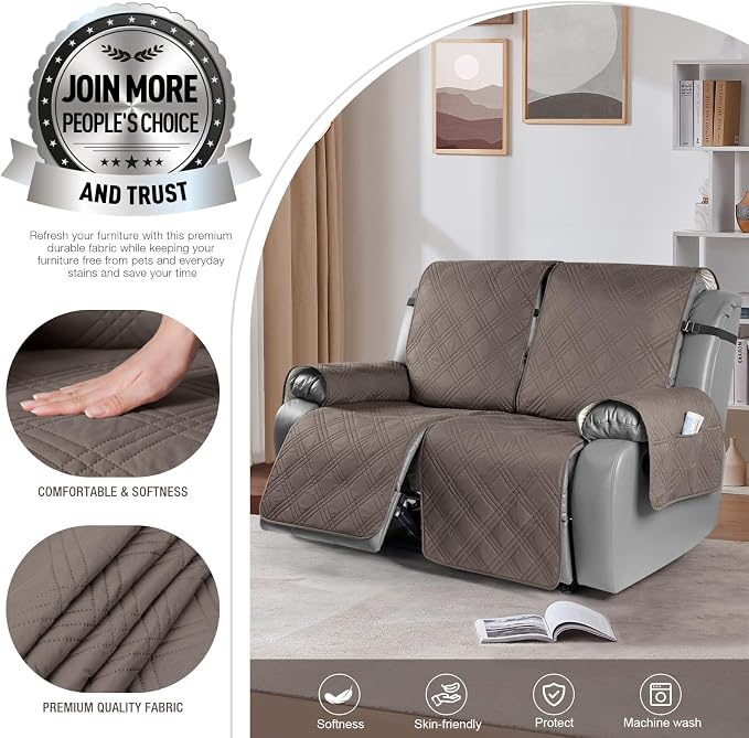 TAOCOCO 100% Waterproof Oversized Loveseat Recliner Cover, Non Slip Split Couch - Image 2