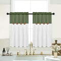 FRAMICS Farmhosue Kitchen Curtains 36 Inch Length, Rustic Cotton Linen Tier by FRAMICS
