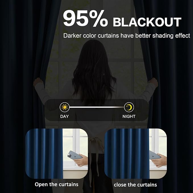 Pinch Pleated Curtains 100 Inches Long 2 Panels Set, Thermal Insulated Blackout - Image 3