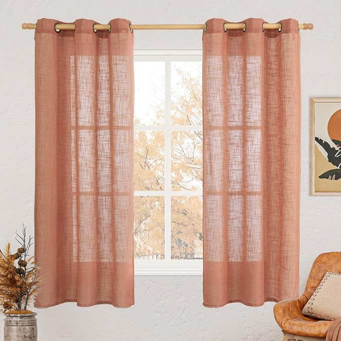 LAMIT Terracotta Linen Curtains 63 Inch by LAMIT