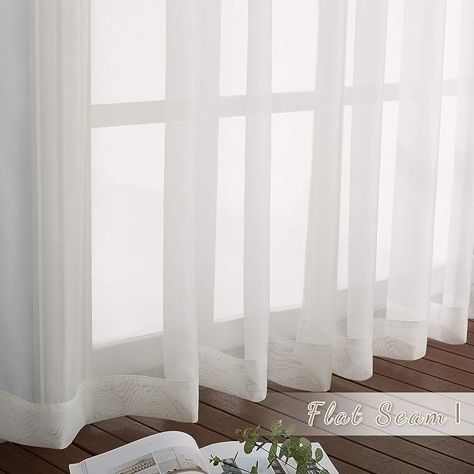 NICETOWN Living Room Window Curtains Sheer Textured Extra 108" Long, Grommet - Image 6
