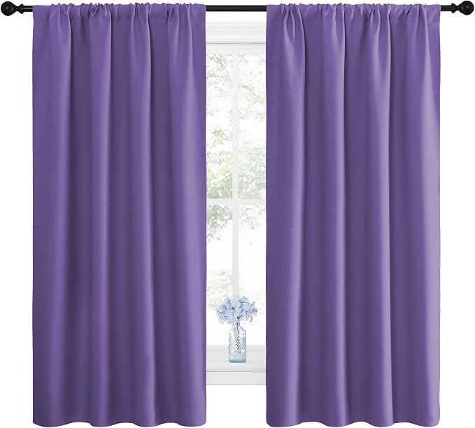 NICETOWN Kitchen Curtains, Short Blackout Drapes, Lilac Purple, Thermal by NICETOWN