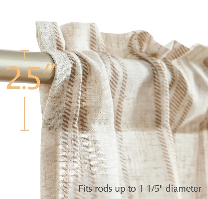 JINCHAN Striped Valance Window Treatment Linen Valance - Image 6