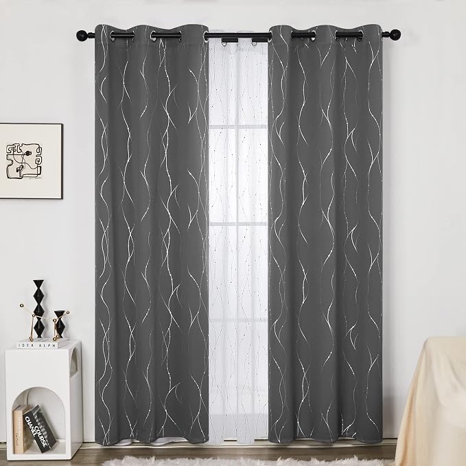 Deconovo Living Room Curtains, Thermal Insulated Soundproof Panels, Modern - Image 2