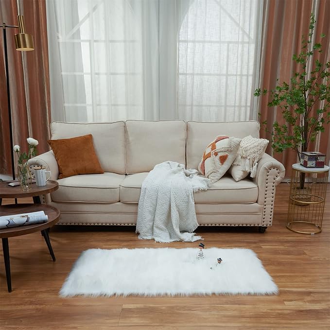 EasyJoy Ultra Soft Fluffy Shaggy Area Rug Faux Fur Rug Chair Cover Seat Pad - Image 2