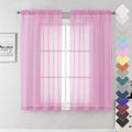 Lecloud Light Pink Sheer Curtains 63 Inch Length 2 Panels Set, Elegant Voile by Lecloud