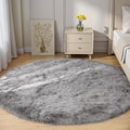 Goolela Grey Round Area Rug 6ft Fluffy Circle Faux Sheepskin Fur Carpet by Goolela