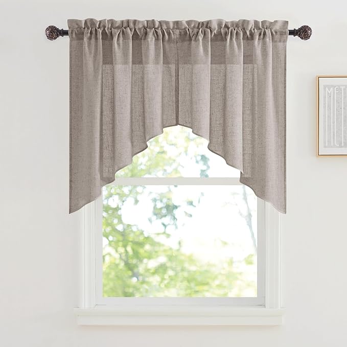 RYB HOME Linen Textured Swag Curtain Valance by RYBHOME