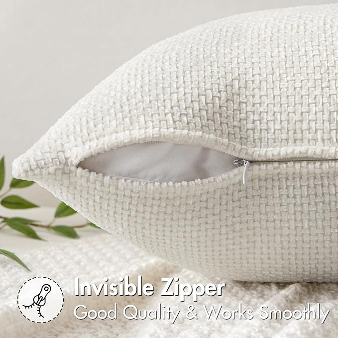 MIULEE Pack of 2 Couch Throw Pillow Covers 20x20 Inch Neutral Pure White Modern - Image 5