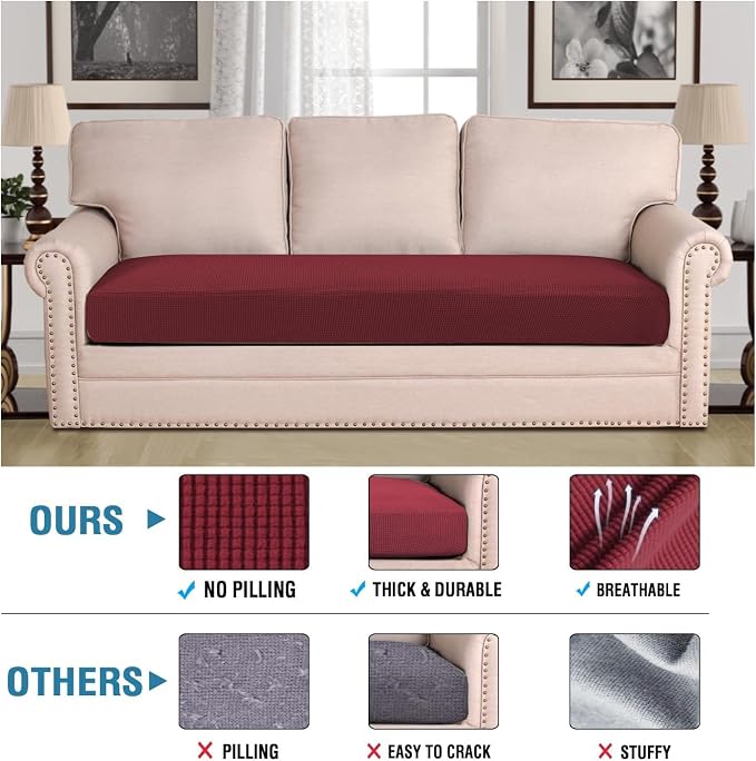 H.VERSAILTEX Super Stretch Individual Seat Cushion Covers Sofa Covers Couch - Image 2