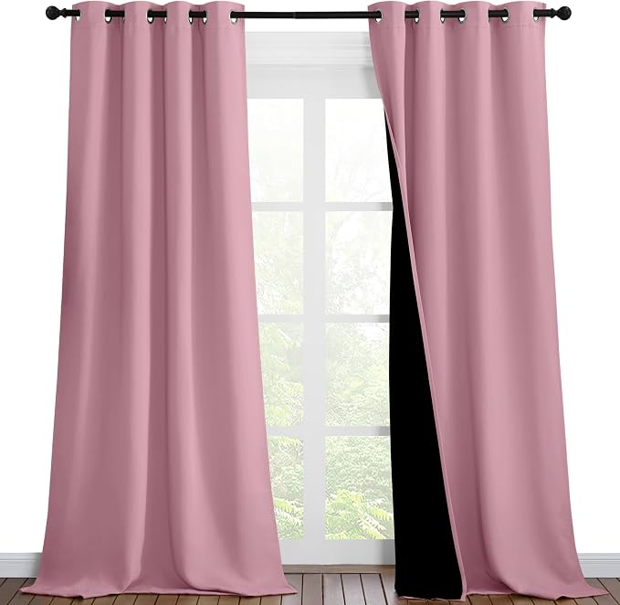 NICETOWN Crystal Pink Full Shade Curtain Panels, Pair of Thermal Insulated & by NICETOWN