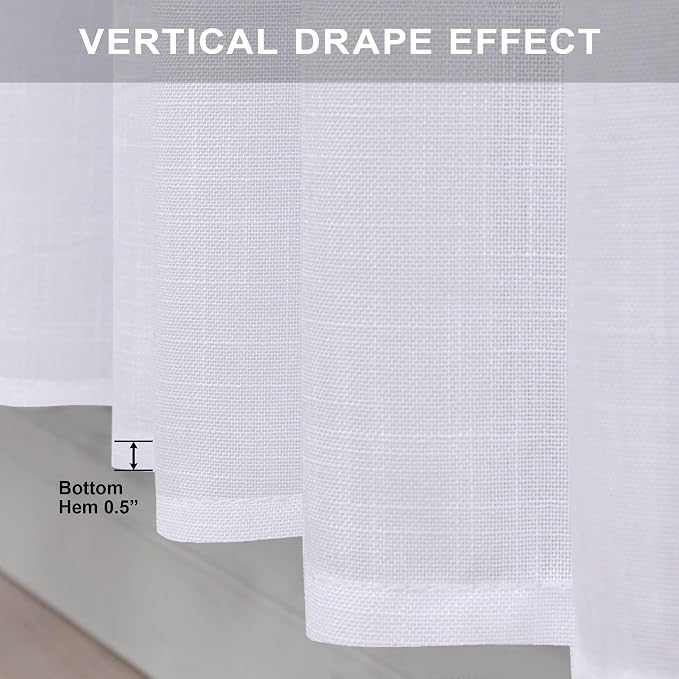 Pitalk White Linen Curtains 90 Inch Length - Image 6