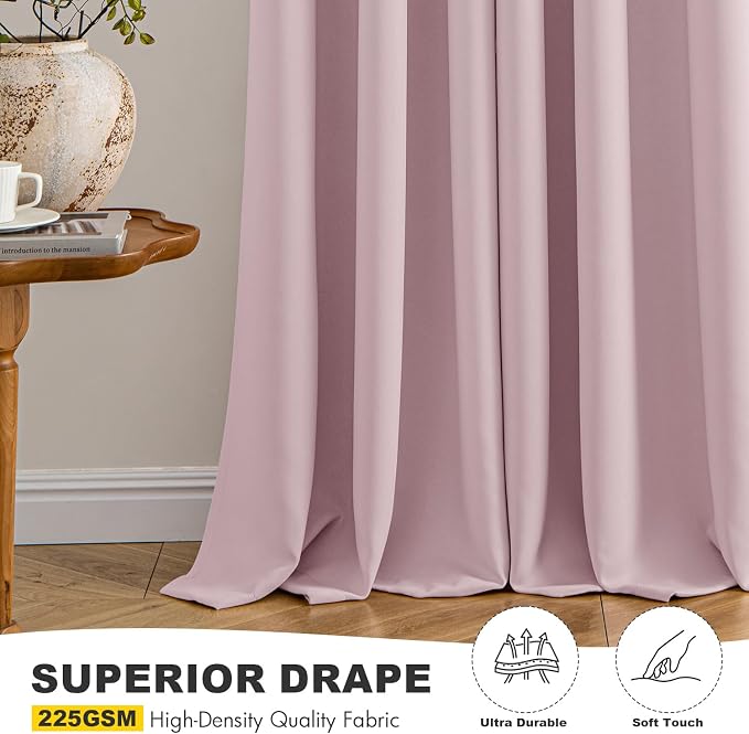 MIULEE Blackout Curtains for Bedroom 2 Panels 40 x 84 Inch Long Blush Pink | - Image 5