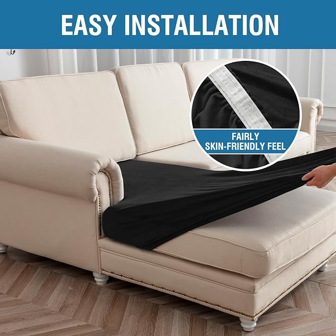 Couch Cover 8-Piece Elastic Velvet Couch Cushion Covers & Chaise Slipcovers - Image 7
