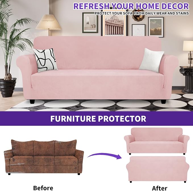 ZNSAYOTX Oversized Super Stretch Couch Cover, New Striped Sofa Covers - Image 2