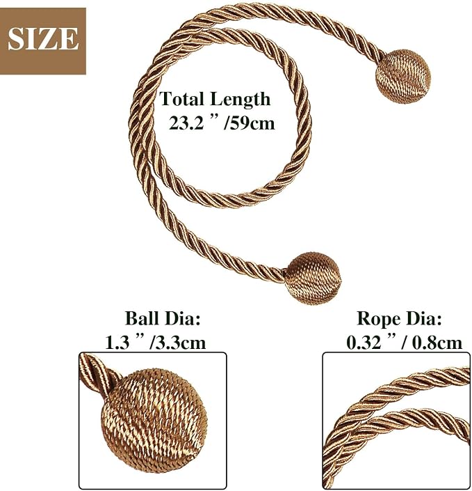 Curtain Tiebacks Outdoor Elegant Decorative Tie Backs Modern Rope Tiebacks - Image 2