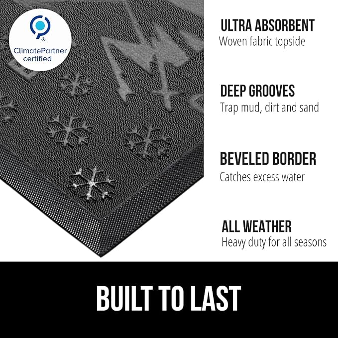 GORILLA GRIP 100% Waterproof All-Season WeatherMAX Doormat 35x23, US Designed - Image 2