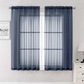 Lecloud Navy Blue Sheer Curtains 63 Inch Length 2 Panels, Rod Pockets Window by Lecloud