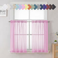 Lecloud Light Pink Sheer Curtains 36 Inch Length 2 Panels, Elegant Voile Cafe by Lecloud