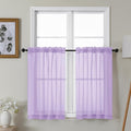 Gwine Lilac Sheer Kitchen Curtains 36 Inch Length, Light Filtering Voile Soft by Gwine