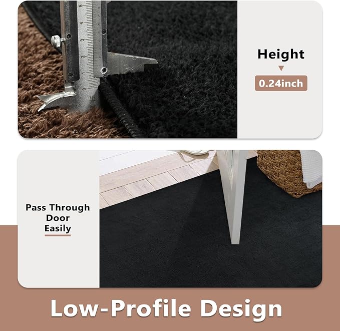 FinRèc 5x7 Washable Area Rugs for Bedroom Living Room, Low Pile Thin Rug Solid - Image 6
