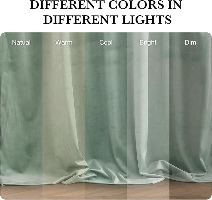 RYB HOME Auqa Velvet Curtains 84 inches Long, Room Darkening, Floor-Length - Image 6