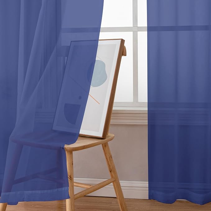 OWENIE Blue Sheer Curtains 72 Inches Long 2 Panels Set, Transparent Light - Image 7