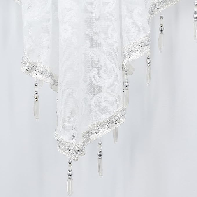 Molaxhome Swag Curtain 51 inch Length Rod Pocket Scalloped Curtain Valance - Image 9