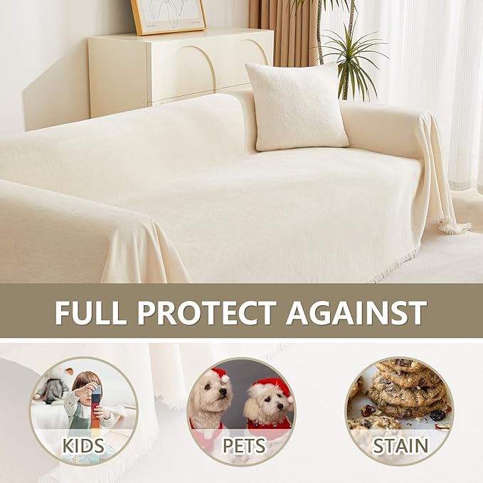MYSKY HOME Couch Cover for Pets, Couch Covers Sectional L Shape Chenille Couch - Image 5