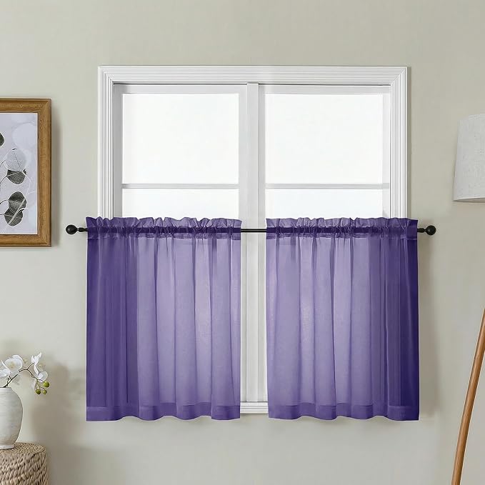Gwine Short Kitchen Sheer Curtains 24 Inch Length by Gwine