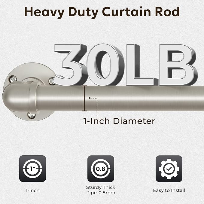 Zeerobee Curtain Rods for Windows 120 to 240, 1 Inch Industrial Wrap Around - Image 4