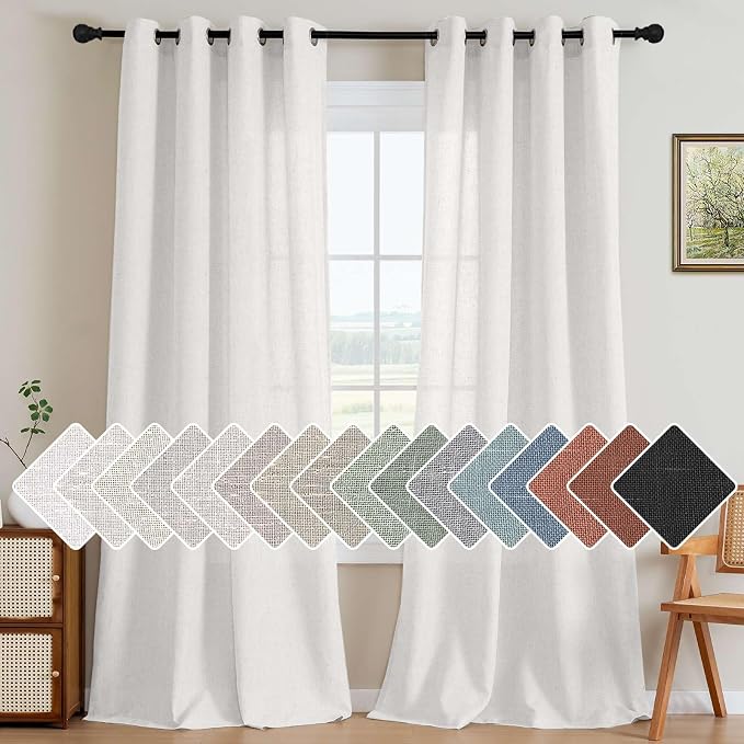 H.VERSAILTEX Elegant Natural Linen Semi Sheer Blended Energy Efficient Light by HVERSAILTEX