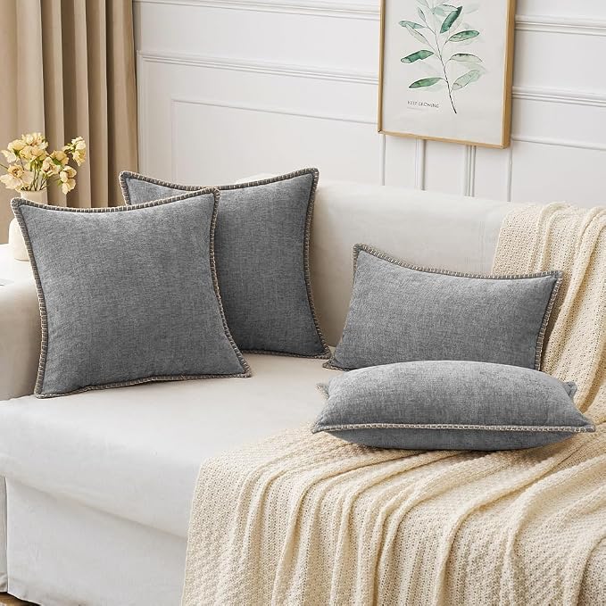 MIULEE Pack of 2 Couch Throw Pillow Covers 12x20 Inch Dark Gray Farmhouse - Image 5