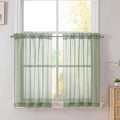SimpleBrand Sage Short Sheer Drapes Half Window Curtains by Simplebrand