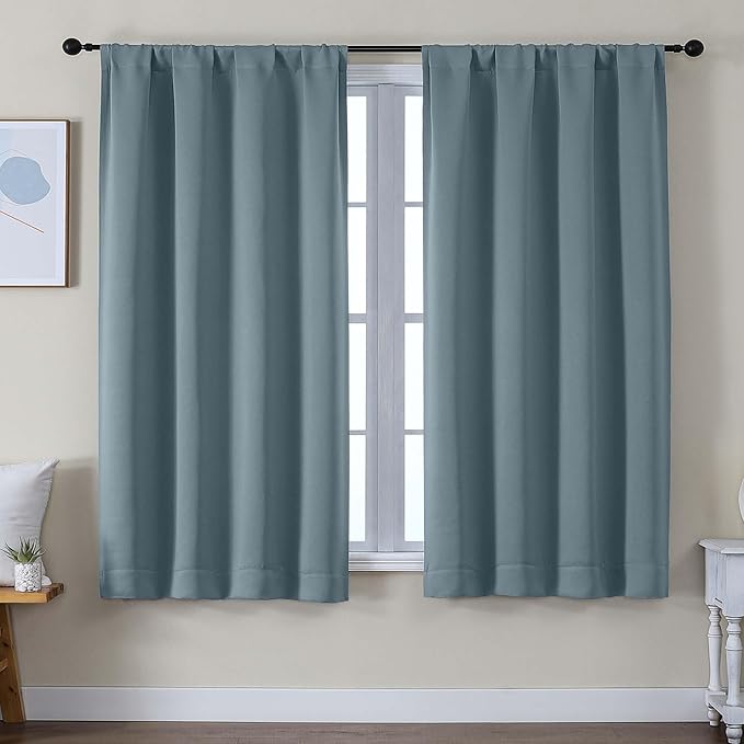 Simplebrand Ava Stone Blue Blackout Curtains by Simplebrand