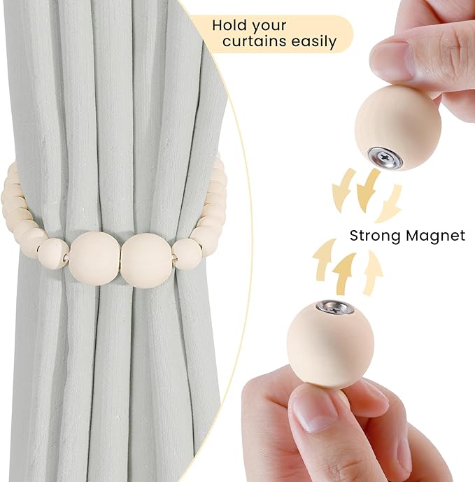 KLOGTSIND Magnetic Curtain Tiebacks, 6 Pack Curtain Holdbacks - Image 2