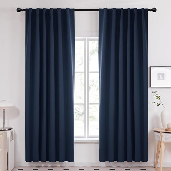 Deconovo Solid Back Tab and Rod Pocket Curtains Blackout Curtains Thermal by Deconovo